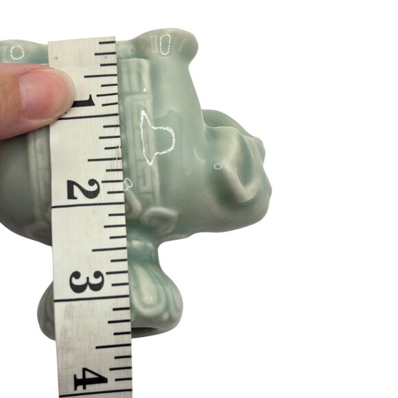 Celadon Green Ceramic Elephant-Shaped Candle Holders Pair Vintage China - Picture 6 of 6